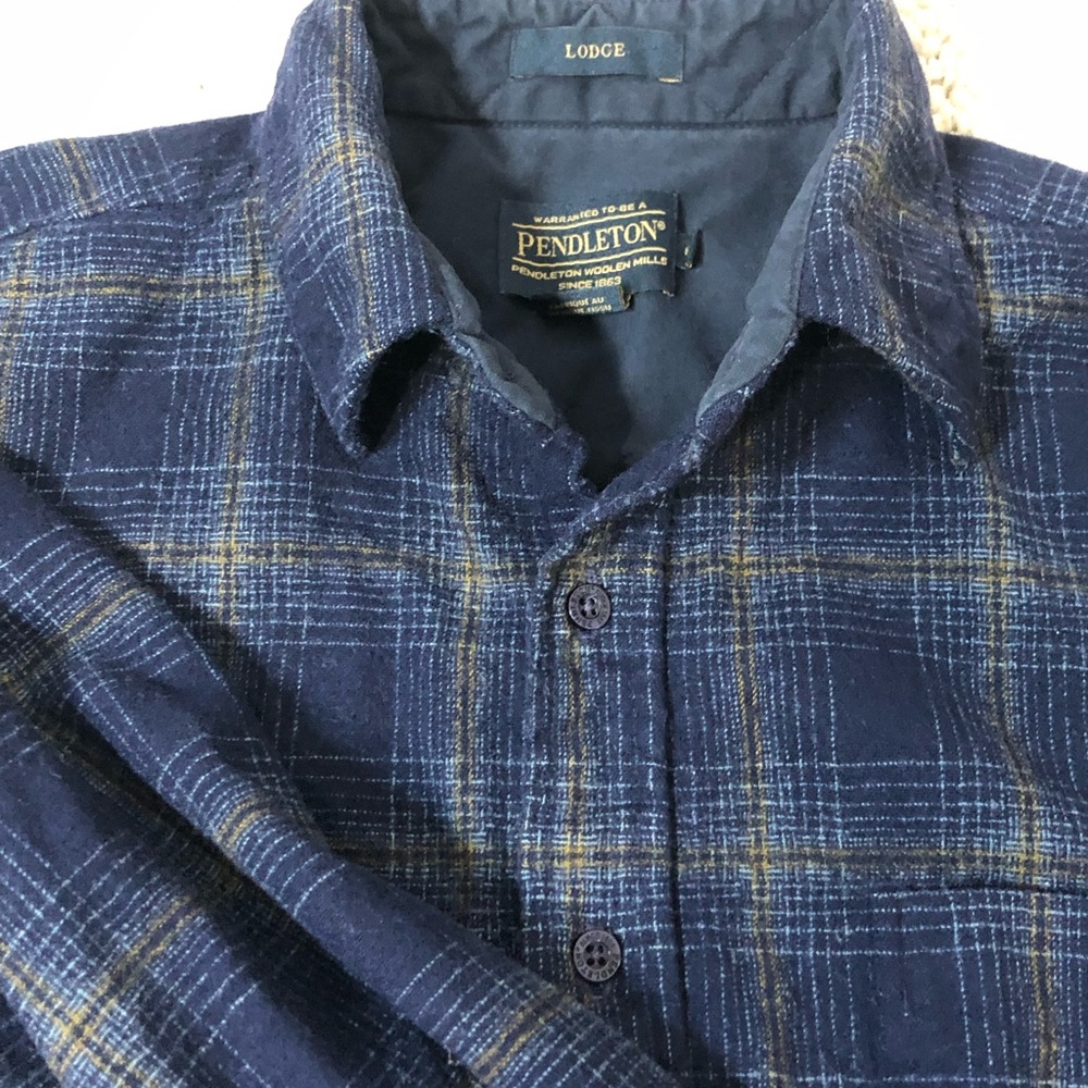 Pendleton Blue Plaid Casual Button Down Shirt - image 3